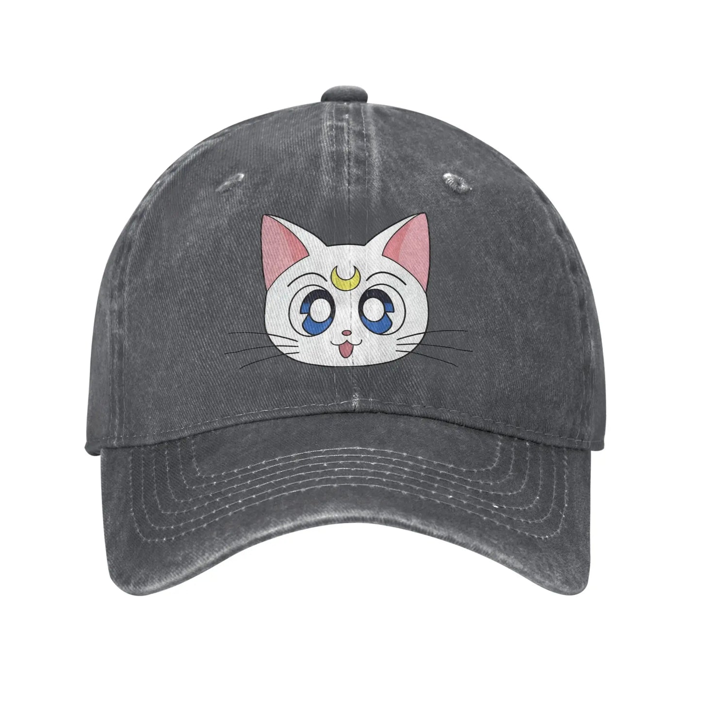 Washed Baseball Cap S-Sailor M-Moon Anime Art Cat Baseball Caps