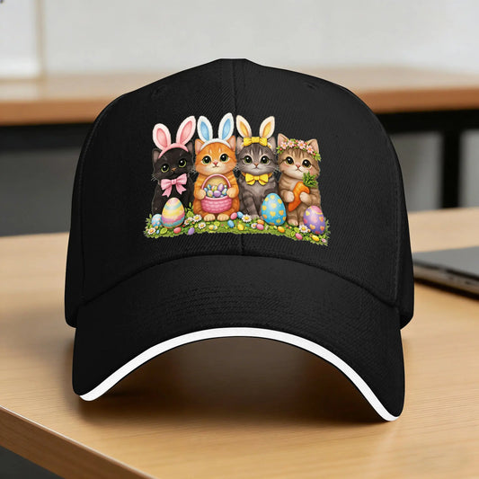 Funny Easter Cats Ears Bunny Eggs Sun Baseball Cap
