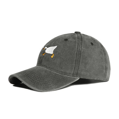 Embroidered Baseball Cap with Goose Pattern