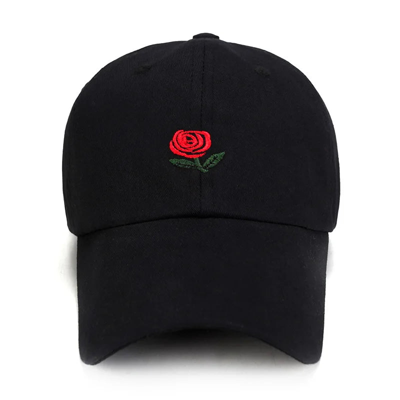 Unisex Rose Embroidery Baseball Cap For Men Women Flower Cap