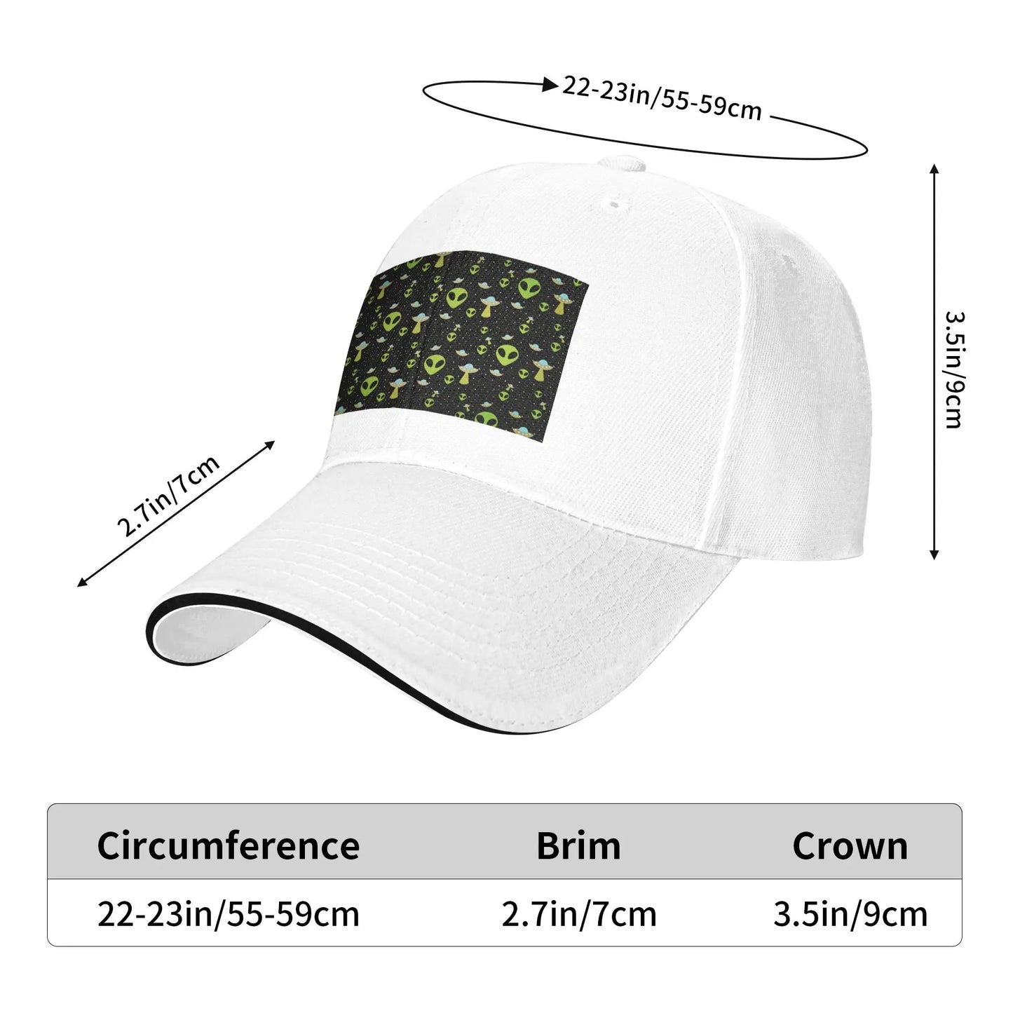 Green Alien Spaceship Pattern Cap Casual Baseball Caps