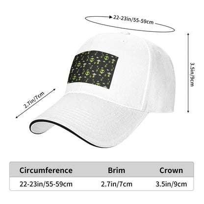 Green Alien Spaceship Pattern Cap Casual Baseball Caps
