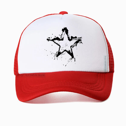 Summer Men Creative Pentagram Printed Mesh Baseball Cap