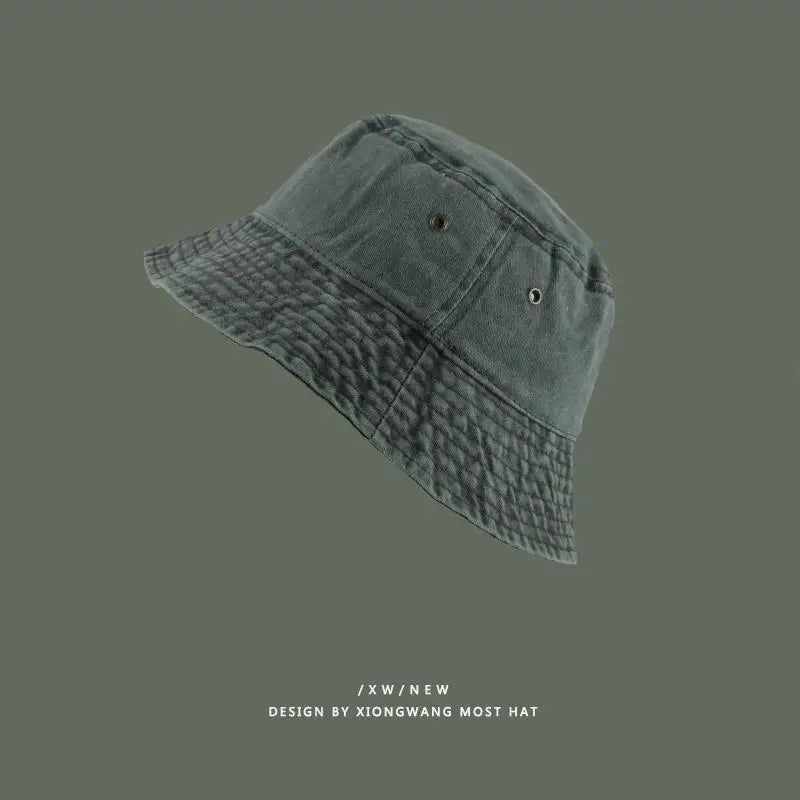 Fashion Women Men Washed Denim Solid Vintage Bucket Hats For Men Women