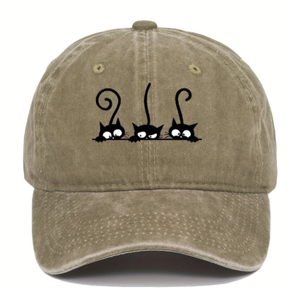 Three Cute Cat Printed Baseball Hats For Men And Women