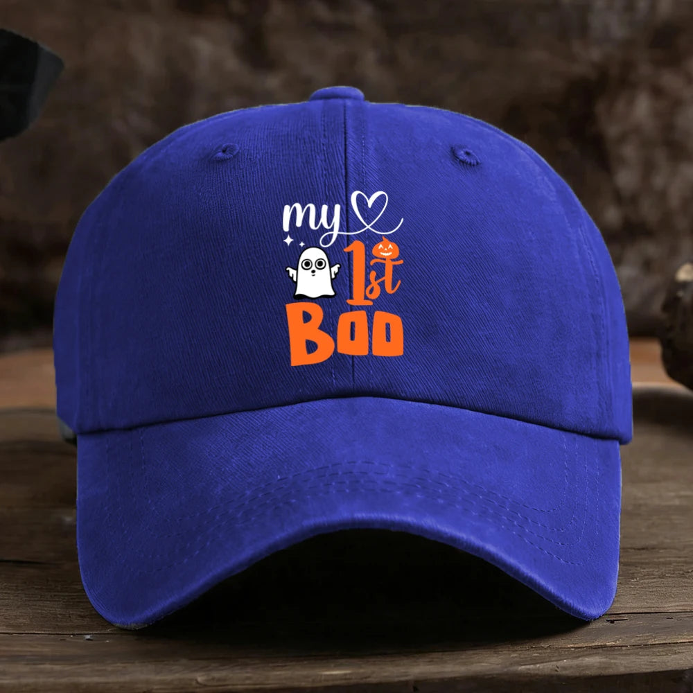 Baseball Cap Ghost Pumpkin Heart Graphic