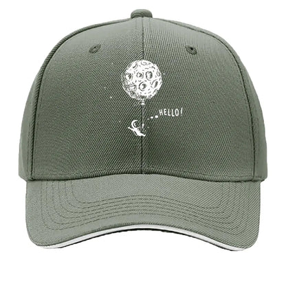 Space Themed Astronaut Moon Balloon Hello Sandwich Baseball Cap