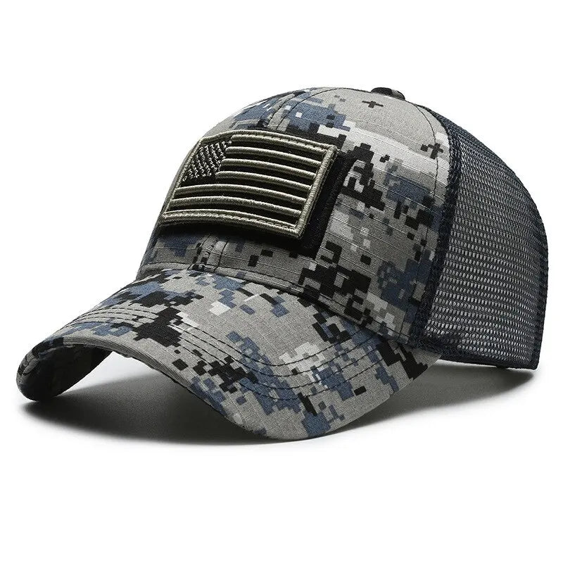 American Flag Camouflage Sticker Embroidered Baseball Cap Net Hat