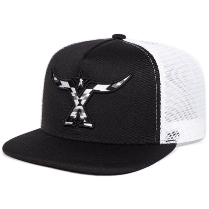 Unisex Ox Horn Embroidery Hip-hop Net Hats Snapback Cap
