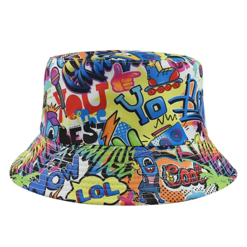 Reversible Sport Outdoor Sunscreen Caps Animal Letter Print Panama Bucket Hat
