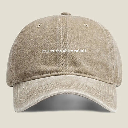 Follow the white rabbit Alice in Wonderland The Washed Baseball Cap