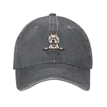 Classic Unisex Cotton Peeking Dog West Highland White Terrier Baseball Cap Adult Westie