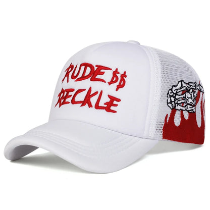 Unisex RUDE RECKLE Letter Embroidery Baseball Caps