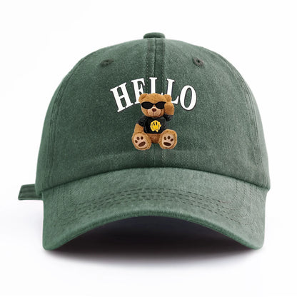 HELLOBEAR Print Washed Baseball Cap For Adults