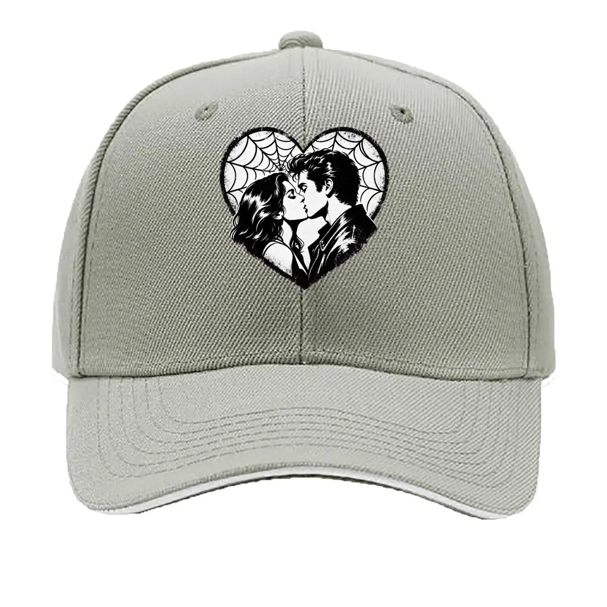 Monochrome Heart Kiss Spiderweb Port Hip Hop Hat Baseball Cap