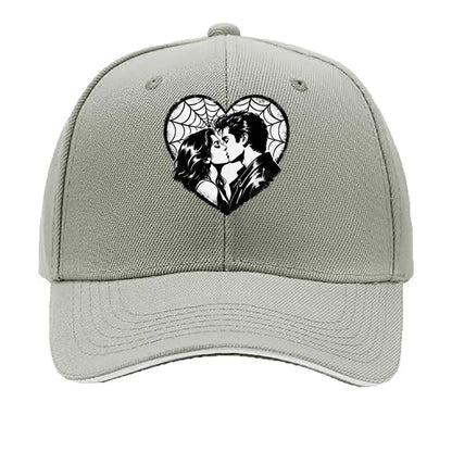 Monochrome Heart Kiss Spiderweb Port Hip Hop Hat Baseball Cap