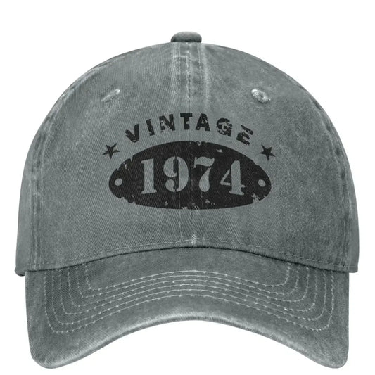 50 Years Old Retro 1974 People Baseball Caps Merchandise Classic Distressed Denim Washed