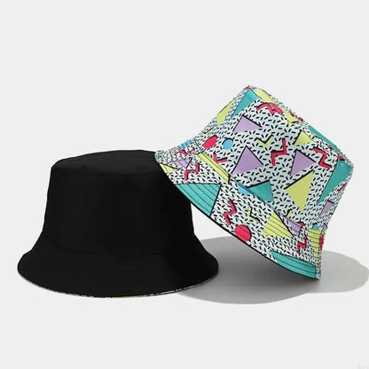M6CD Fisherman Hat 80s 90s Bucket Hat Cloche Geometric Bucket Hat