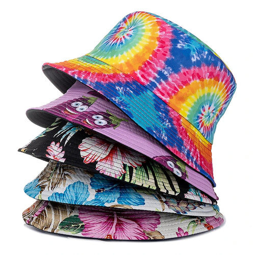 Unisex Bucket Cap Fruit Printing Hats Summer Double-sided Wear Man Women