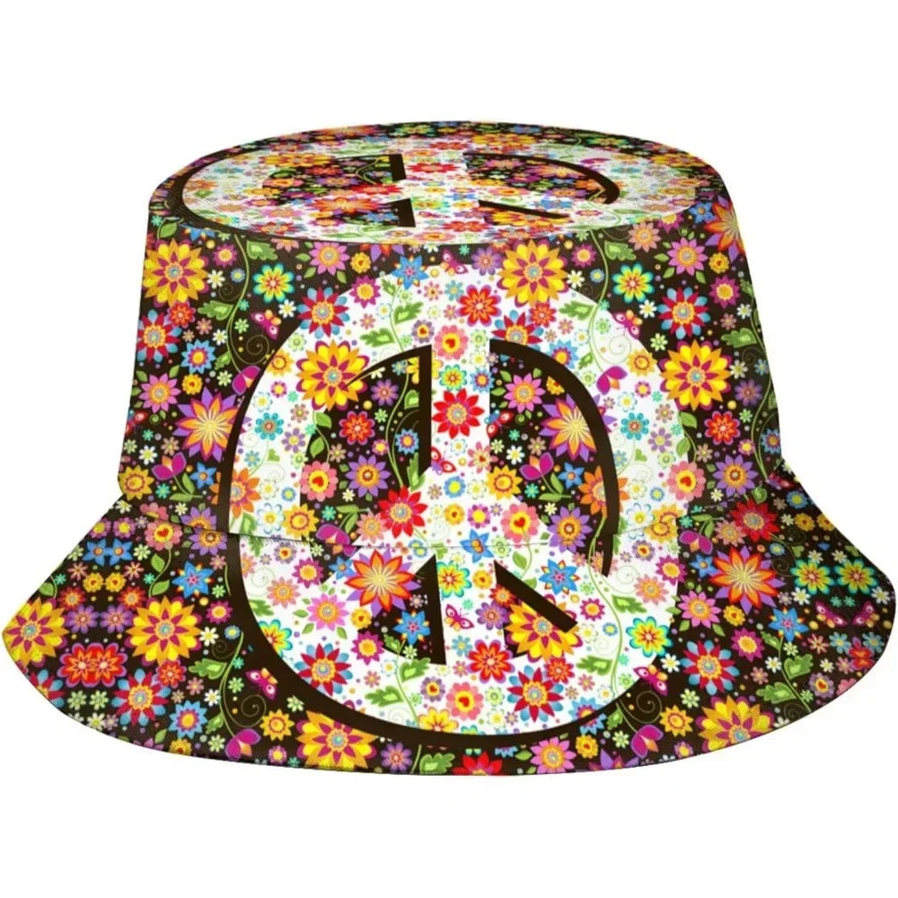 Hippie Flower Fisherman Cap Summer Unisex 60s 70s