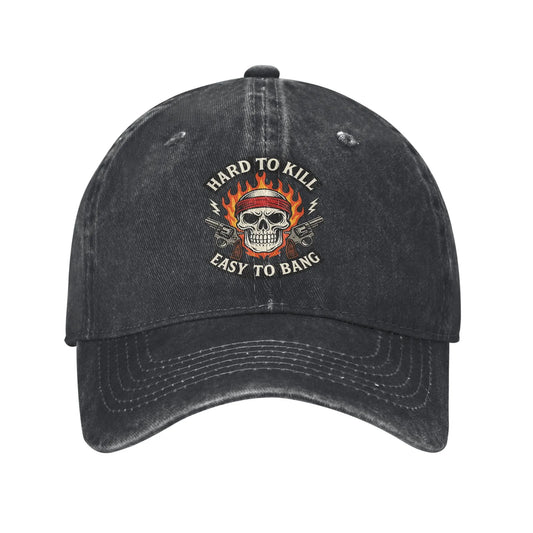 Hard to Kill Easy to Bang Badass Skull Biker Sun Baseball Cap