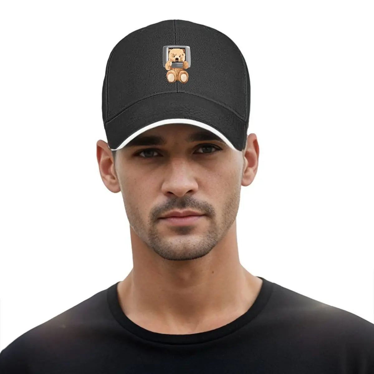 Kawaii Pixel Bear Computer Screen Cute Retro Art Baseball Cap