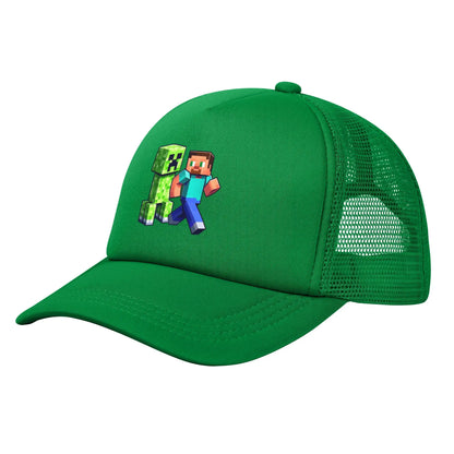 Blocky Adventurer Discover A Creepers Monster Behind Him Baseball Cap