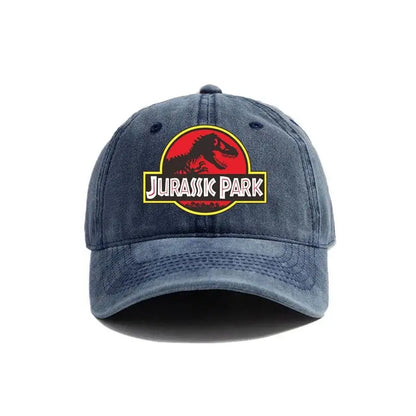Jurassic Park Baseball Cap Distressed Hats Cap Dinosaur Men Retro