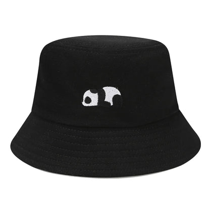 Fashion Cartoon Panda Funny Black White Bucket Hat For Men Women