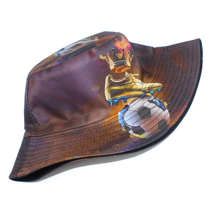 Bucket Hat Unisex Foldable Sun Protection Hat Wide Brim Football Print