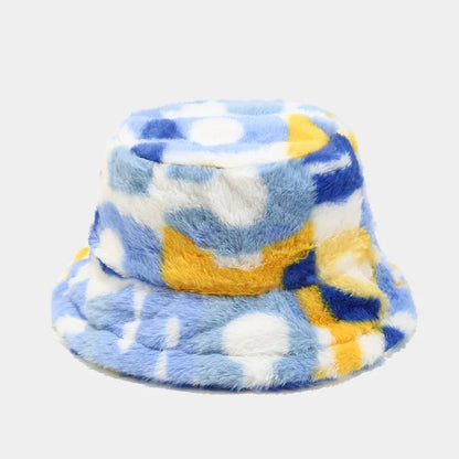 Womens Colorful Digital Print Fisherman Hat Autumn Winter Wide