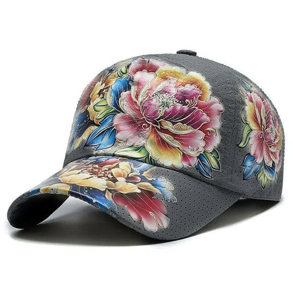 Flower Sun Hats Printed Chinese Style Floral Sun Hats Baseball Hat