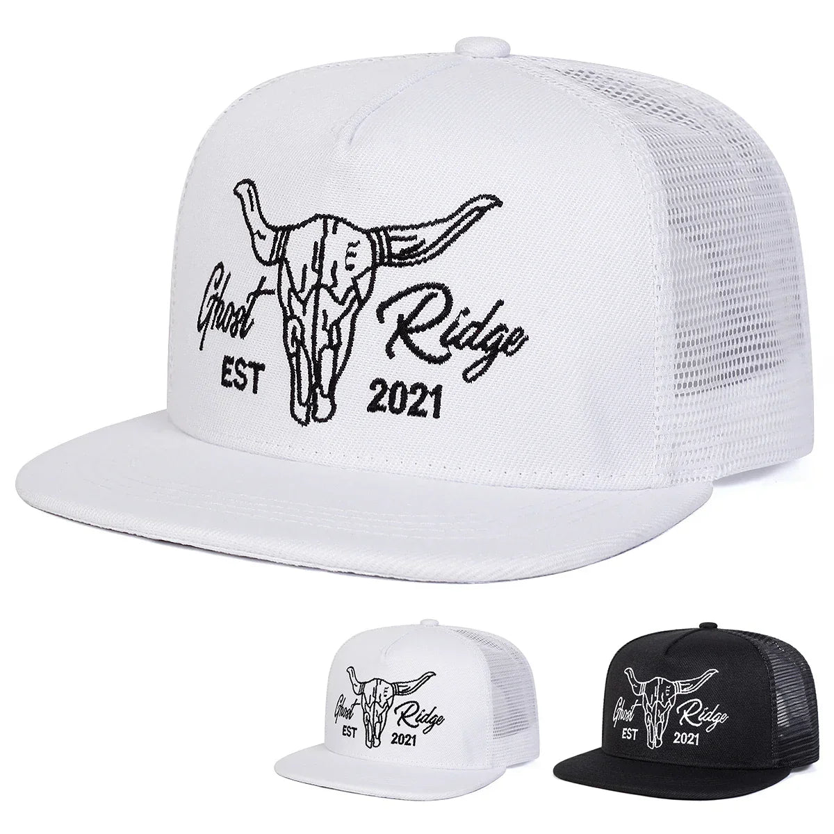 Unisex Ox Head Embroidery Hip-hop Net Hats