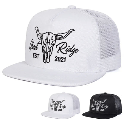 Unisex Ox Head Embroidery Hip-hop Net Hats