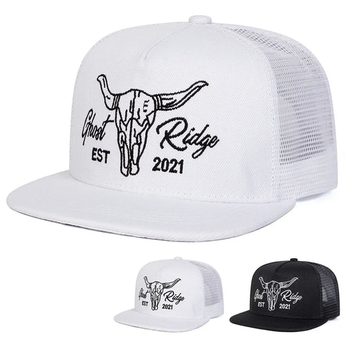 Unisex Ox Head Embroidery Hip-hop Net Hats