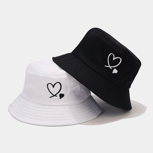 Men And Women's Bucket Hat with Heart Embroidery Bucket Hats Fisherman Caps