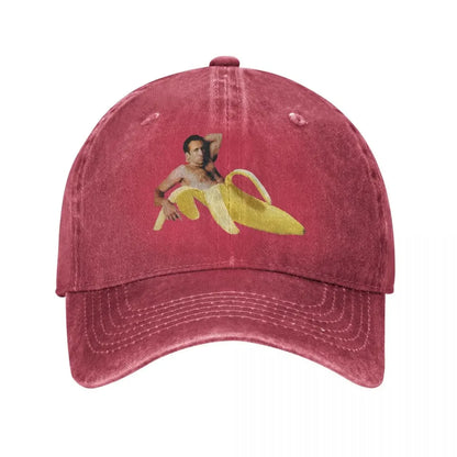 Spring Summer Men Women Nicolas Cage Banana Pattern Ponytail Baseball Cap