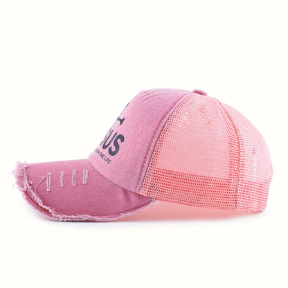Washed Denim Pink Baseball Cap Women Men