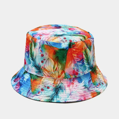 Cotton Flowers Graffiti Print Bucket Hat Fisherman Hat Travel Sun Cap Hats For Men And Women