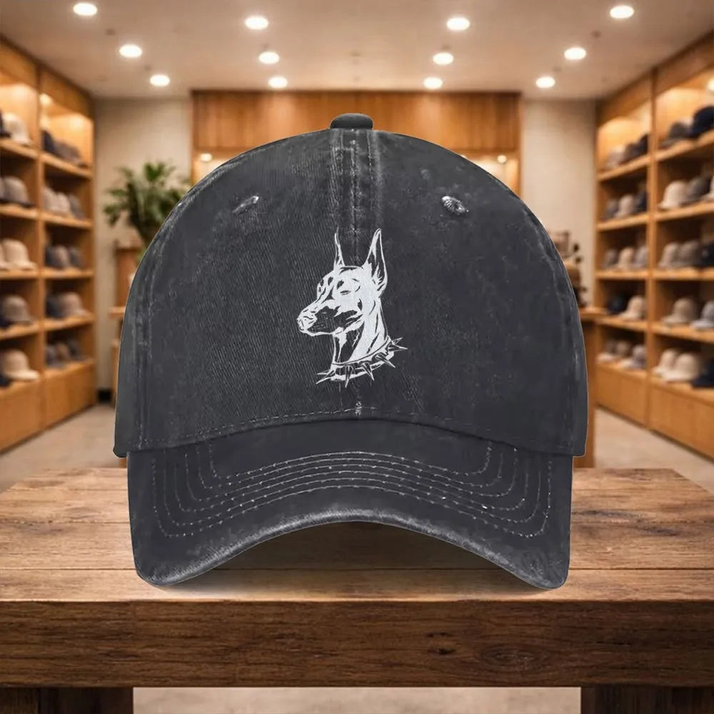 Doberman Washed Denim Baseball Cap