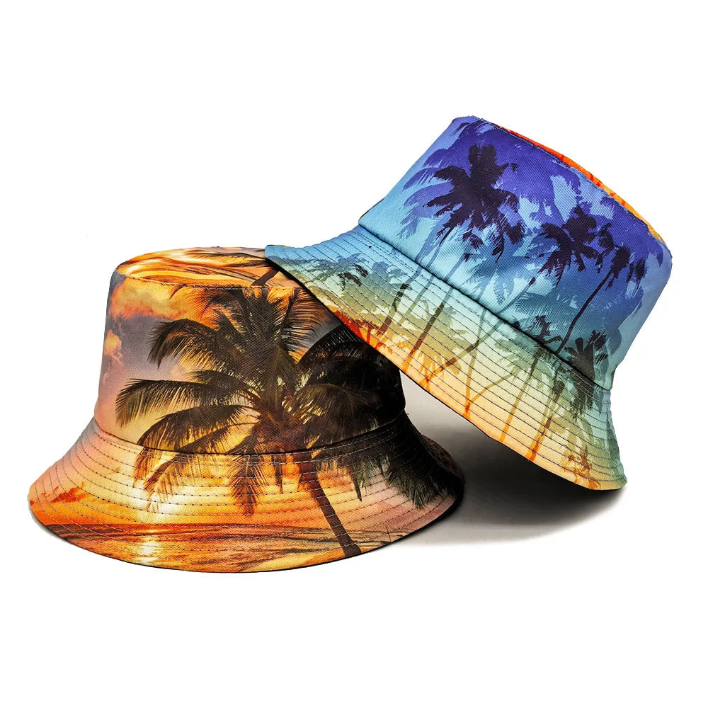 Tropical Style Coconut Tree Island Print Fisherman Hat Bucket Hat