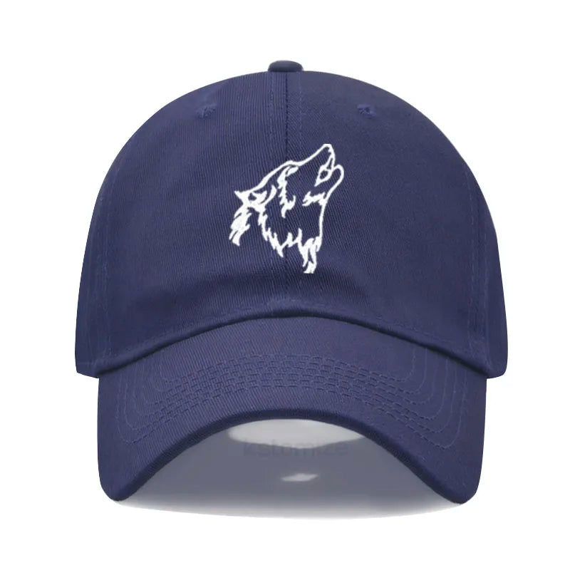 Wolf Embroidered Baseball Cap For Women Men