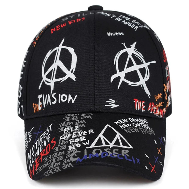 Graffiti Duckbill Hat, Men's And Women's Street Photography Versatile Printed Baseball Cap