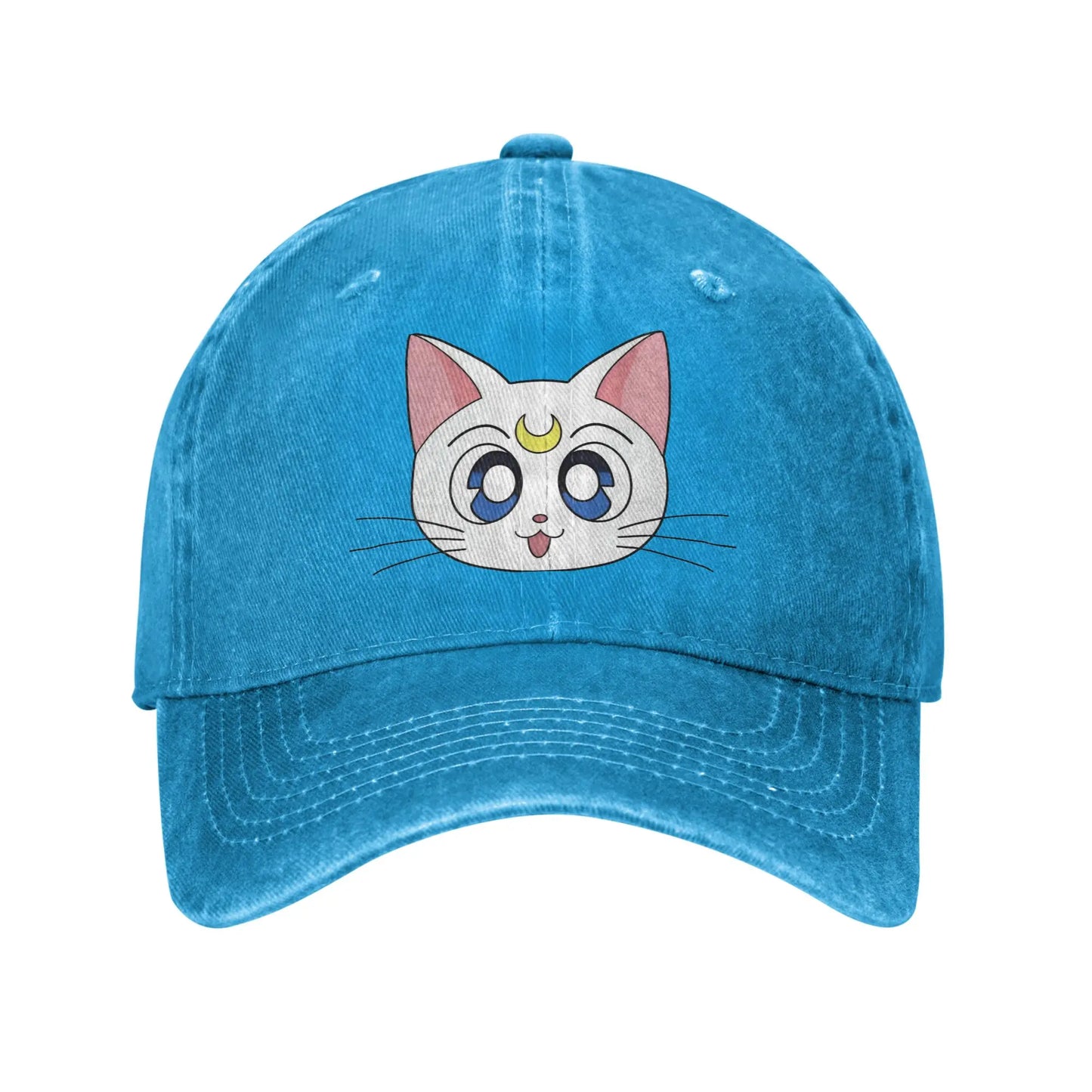Washed Baseball Cap S-Sailor M-Moon Anime Art Cat Baseball Caps