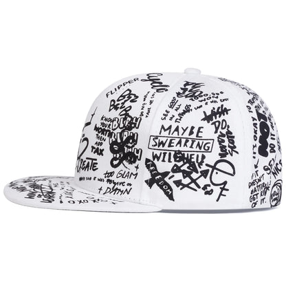 Unisex Black and white Letter Graffiti Printing Snapback Hats