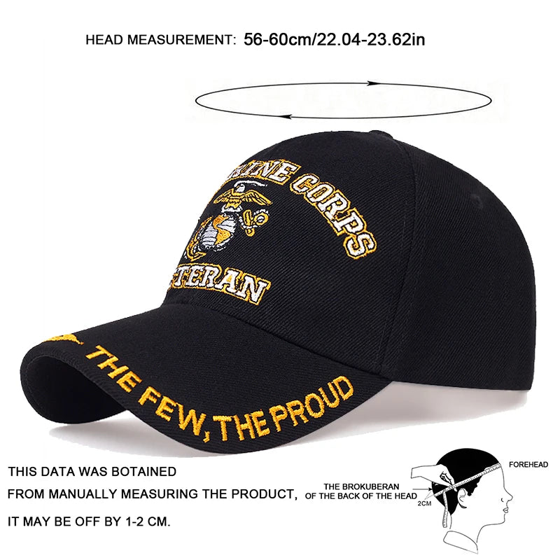 U.S. MARINE CORPS VETERAN Letter Embroidery Baseball Caps Spring And Autumn Unisex