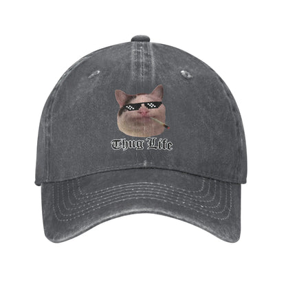 Thug Life Smiling Beluga Cat Unstructured Baseball Cap