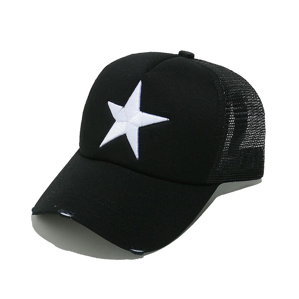 Streetwear 3D Star Embroidery Mesh Baseball Cap