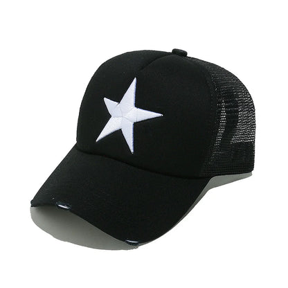 Streetwear 3D Star Embroidery Mesh Baseball Cap