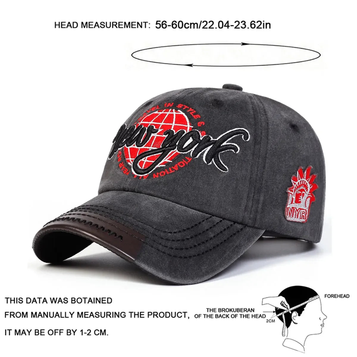 Unisex New York Embroidery Wash Baseball Caps